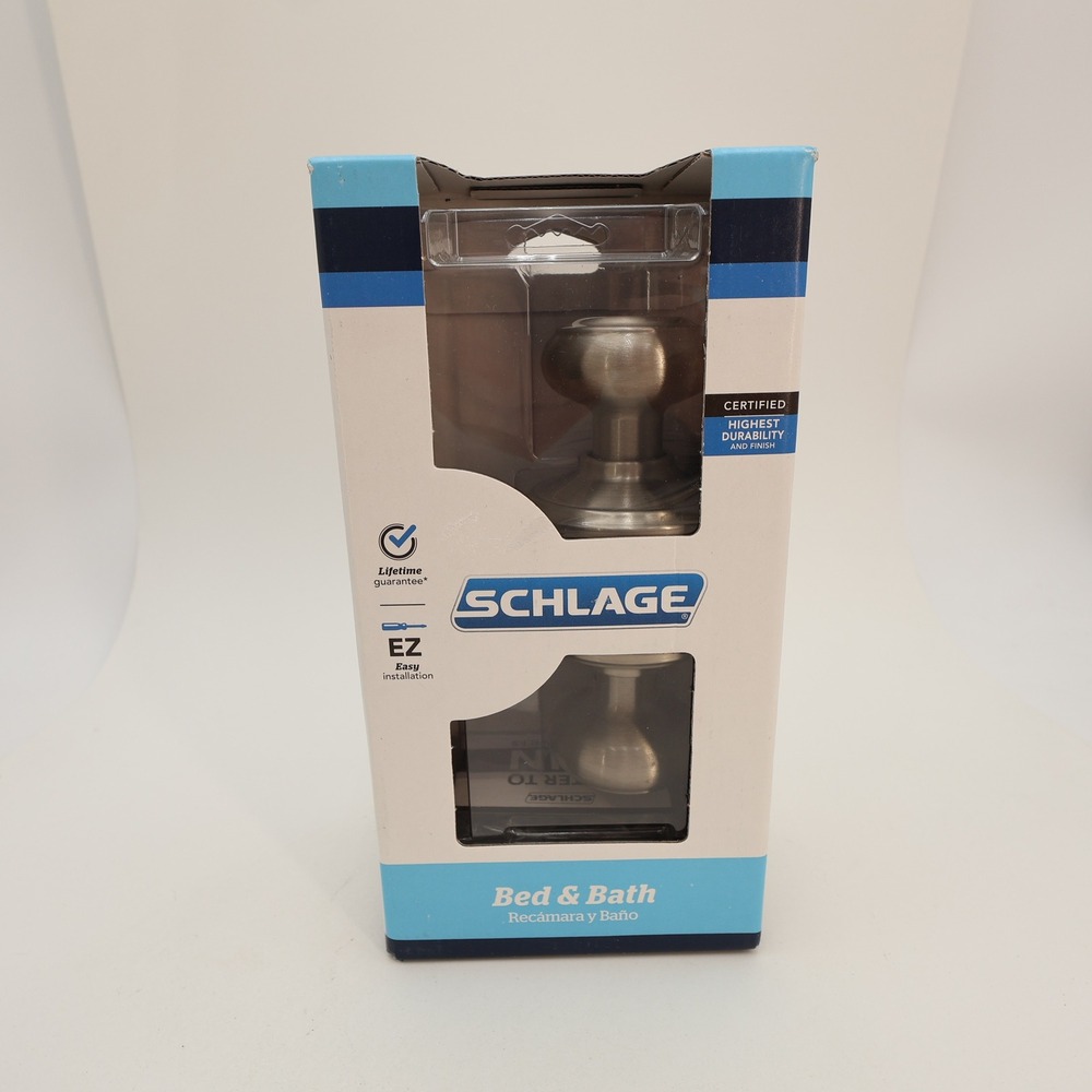 Schlage Georgian Privacy Door Knob Satin Nickel Bed & Bath F40 V GEO 619